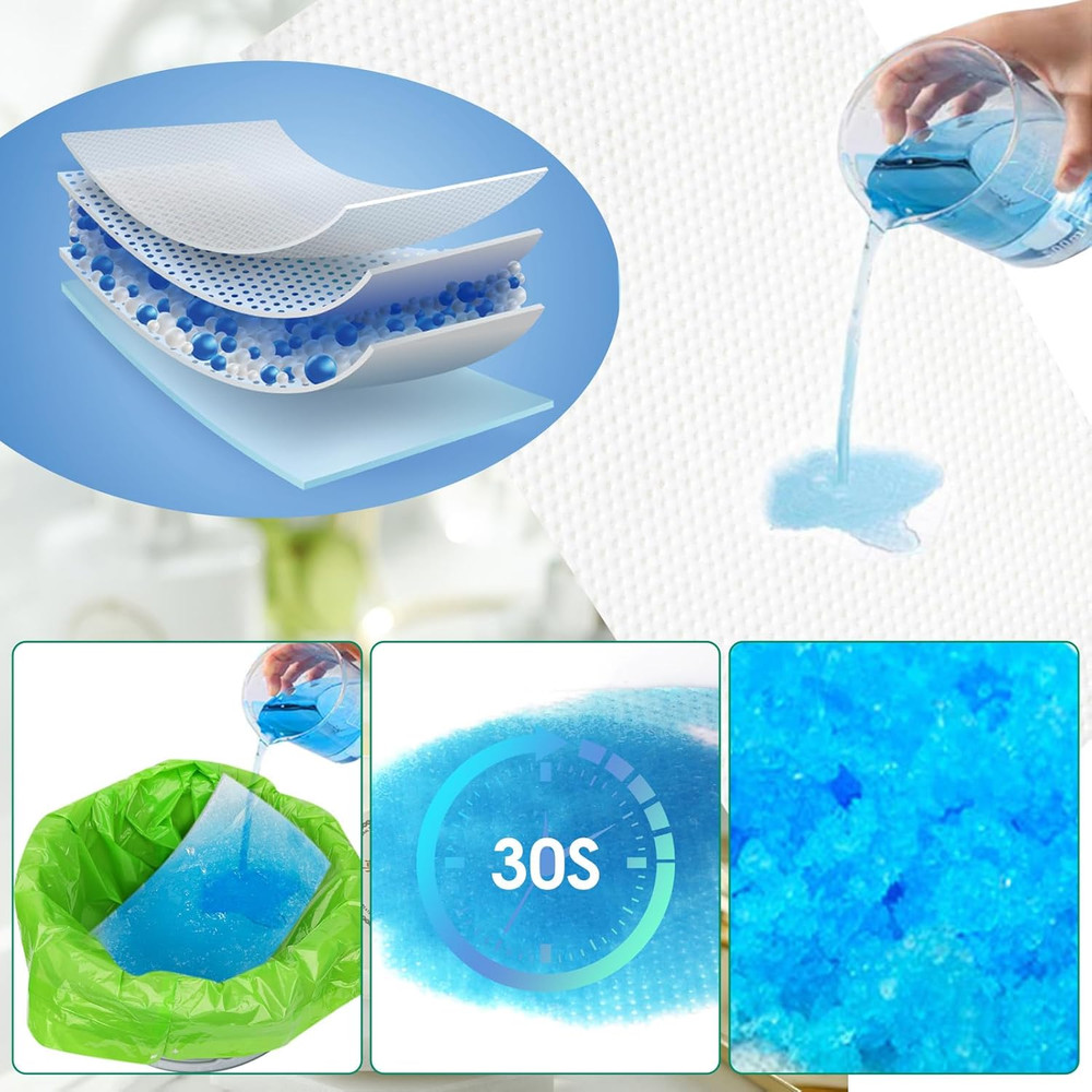 Bedside Commode Liners with Absorbent Pads, Disposable Commode Bags/Pads, Scente