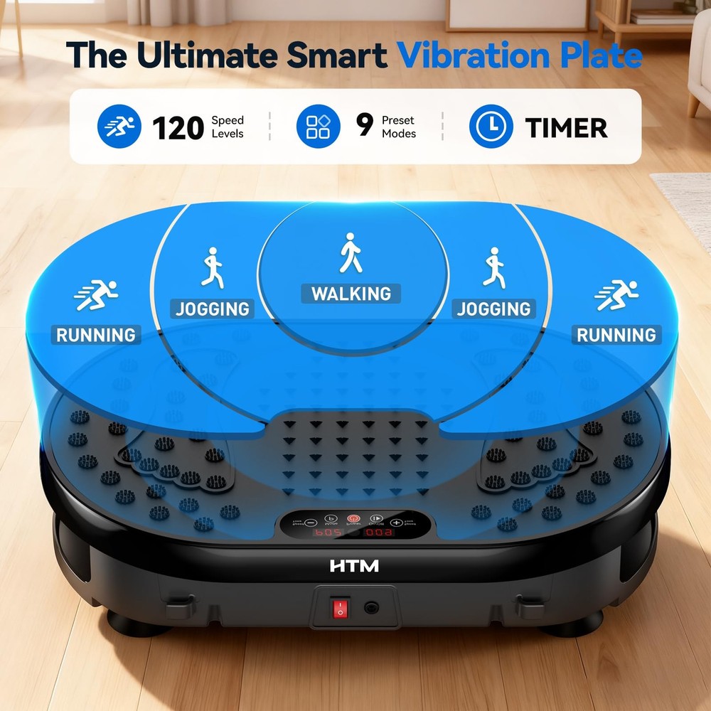 Vibration Plate Exercise Machine with 120 Speed Levels, 9 Program Modes and R...