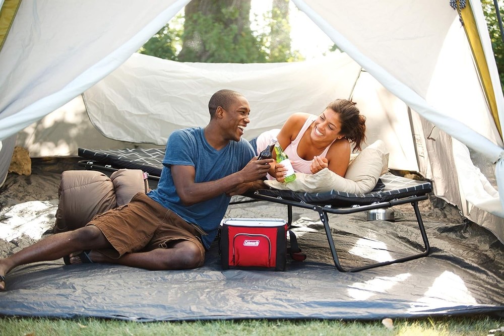 "Coleman ComfortSmart Camping Cot with Sleeping Pad, Folding Steel Cot with Th..