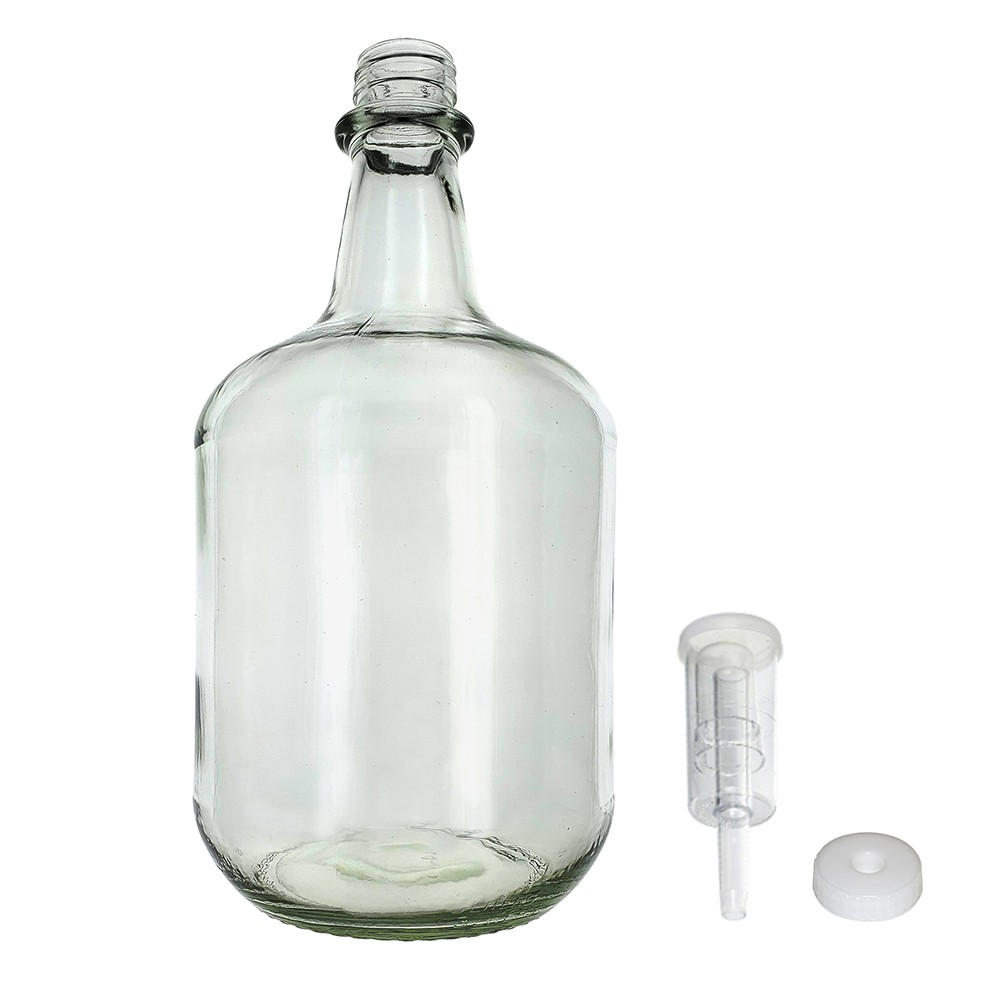 3L Jug Flint - White Cap with Hole and Econo Three-Piece Airlock