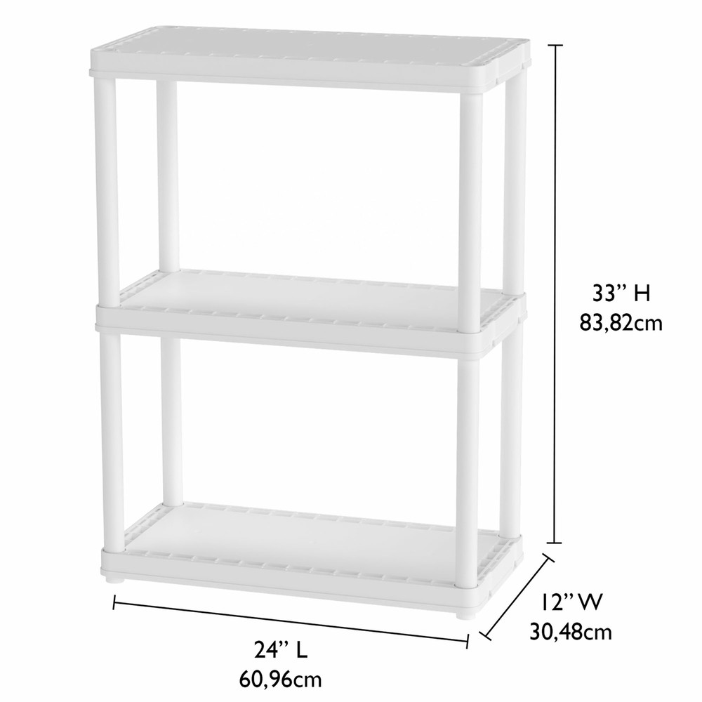 Gracious Living 3 Shelf Storage Unit Organizers for Home or Garage, White (3 Pk)