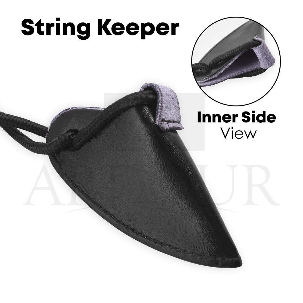 Leather Bow Stringer Cowhide Leather Black Archery Bowstring Tool Rope Stringers