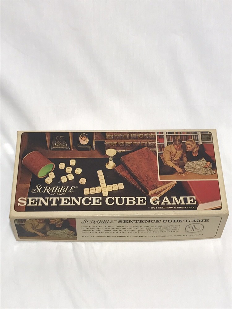 Vintage Scrabble Sentence Cube Game in Original Box 1971