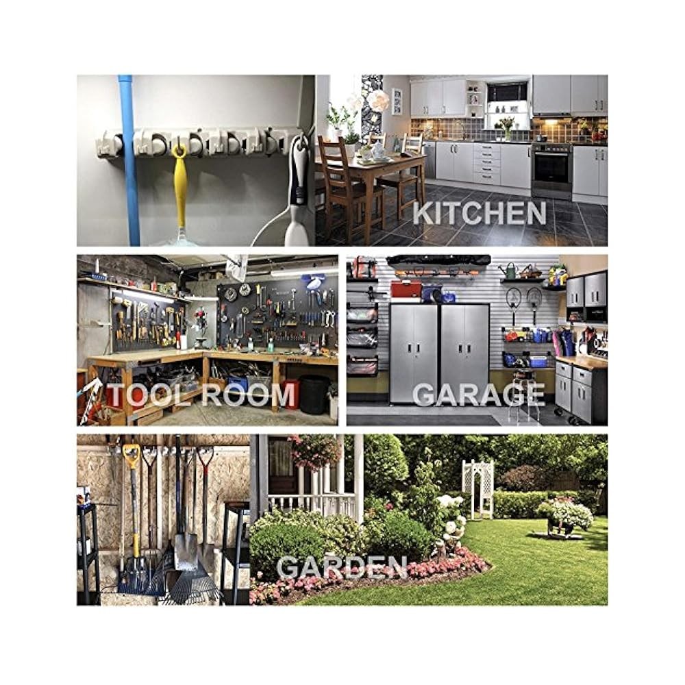 Multi,Use Wall Rack with 5 Ball Slots & 6 Hooks, Spring Clips, Keeps