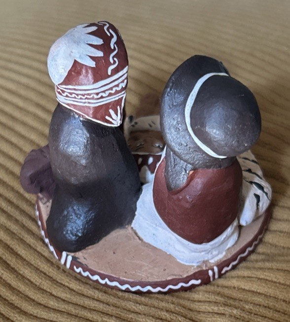 Small Peruvian Clay Pottery Nativity Approx 3”.