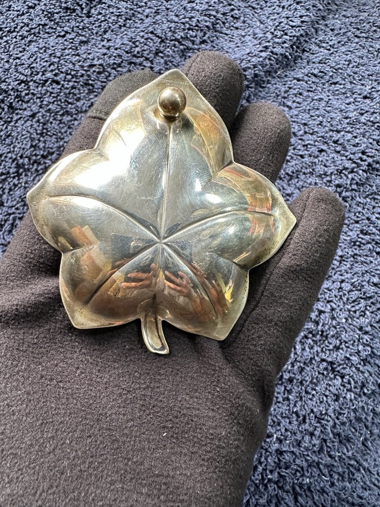 Tiffany & Co. Makers Sterling Silver Leaf Shape Trinket Nut Candy Dish Signed