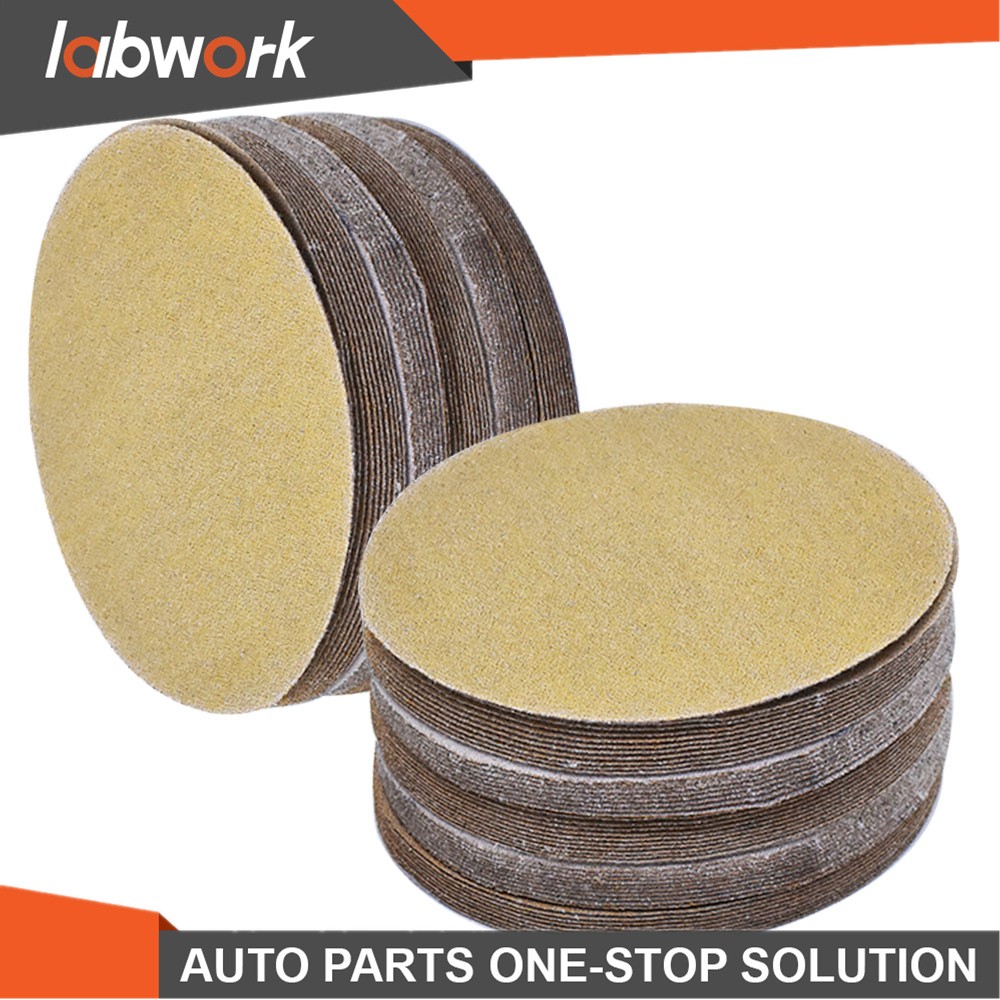Labwork 100 Pack 5" 240 Grit NO-Hole Disc Hook Loop Pads Sanding Discs Flocking