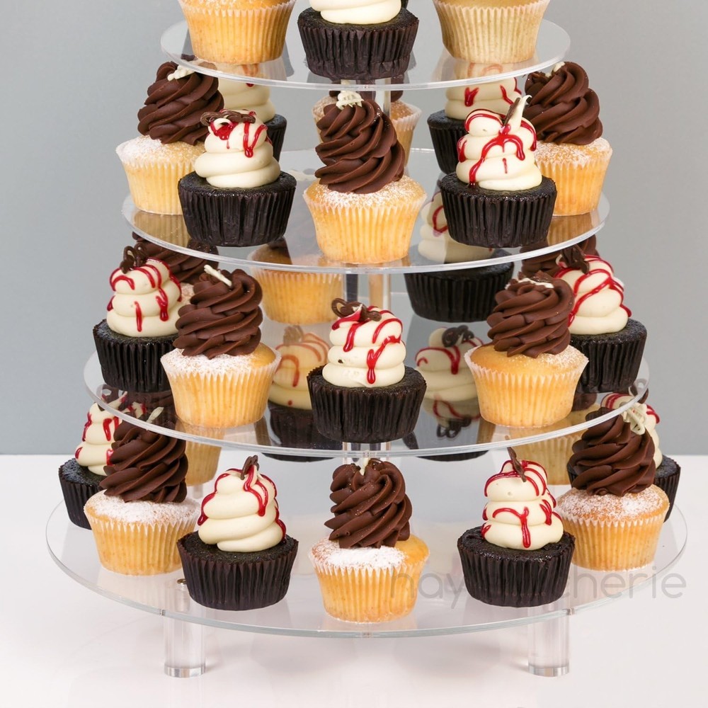 5 Tier Acrylic Cupcake Stand, Extra Thick 5mm Base Cupcake Tower Cake Stand