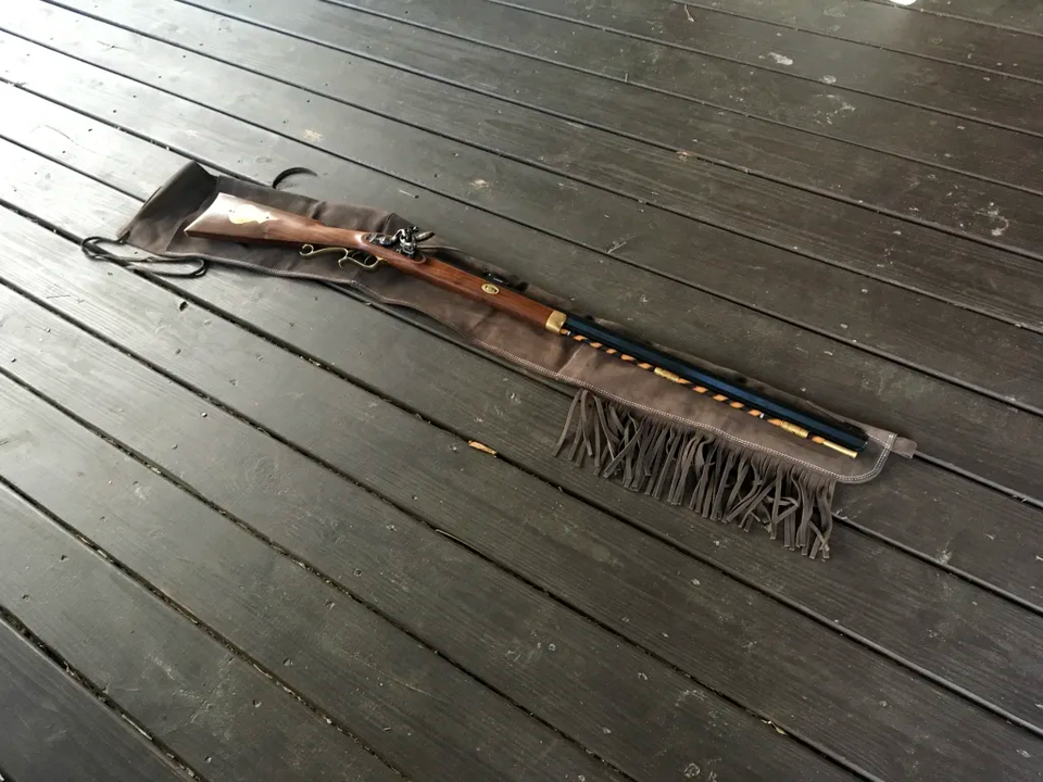 Black Powder Muzzleloader/ Rifle Sleeve Soft Brown Real Leather Case Protecting
