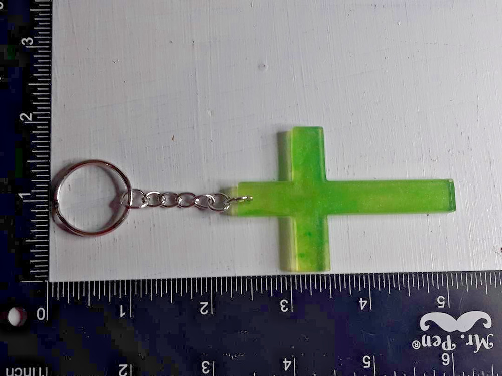 Handmade Epoxy Cross Keychain Religious Christian Beautiful