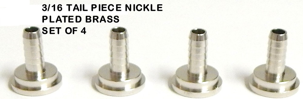 3/16 TAILPIECE - NICKLE PLATED BRASS - DRAFT BEER KEGERATOR HOSE FITTING -526AX4