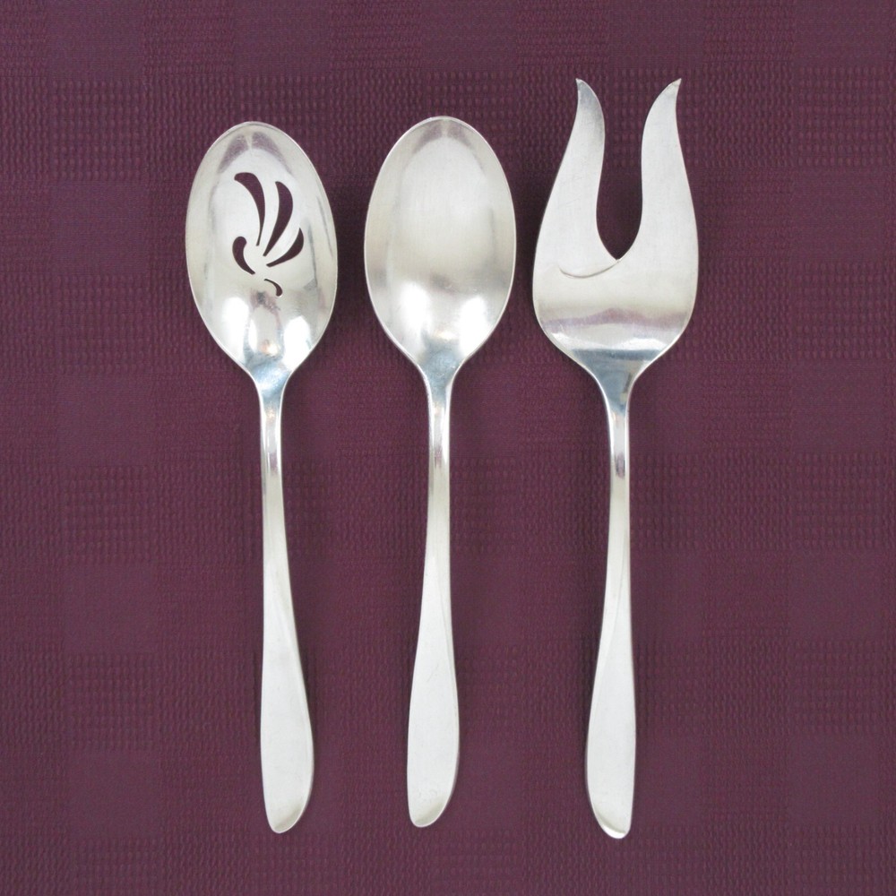 Holmes & Edwards Rhythmic serving spoons fork silverplate flatware utensils