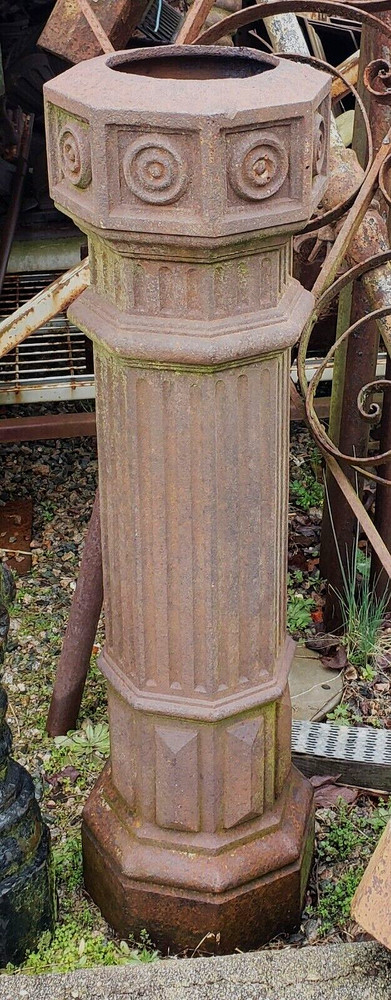 Octagon Shaped Cast Iron Fluted Newel Post  38" x 11" GA9783