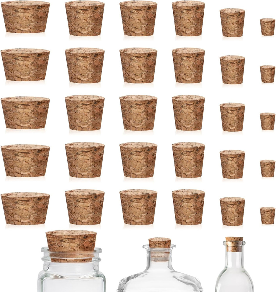 30Pcs Cork Stoppers, Mini Tapered Cork Plugs Wine Bottle Corks Plugs Replacement