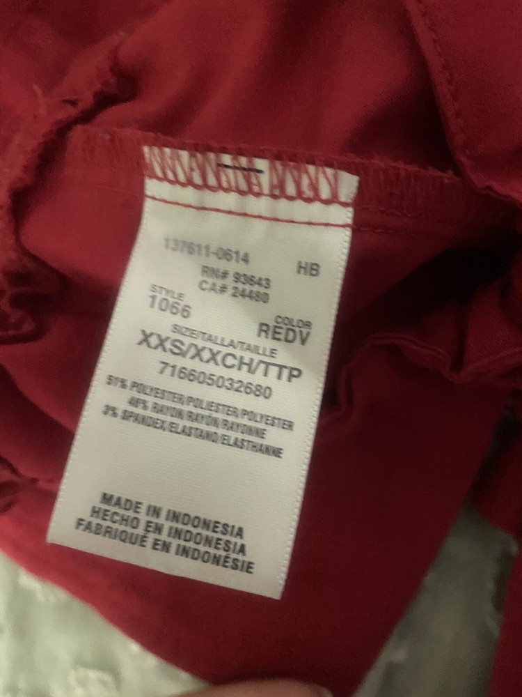 cherokee luxe scrub set red xsmall xs