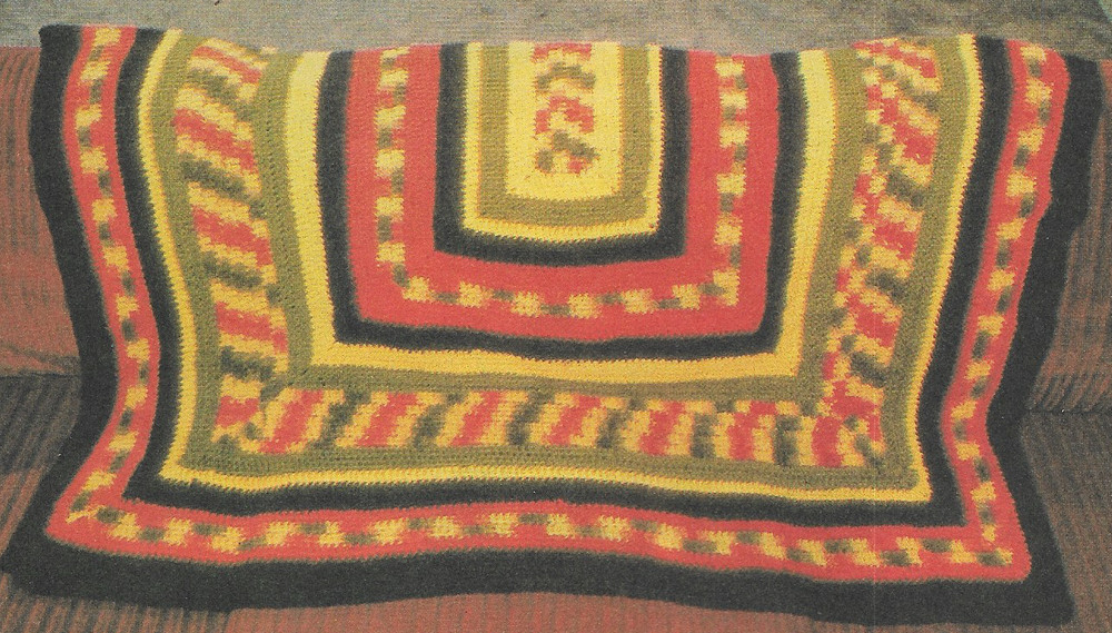 vintage, Rectangular Gypsy Afghan crochet pattern instructions
