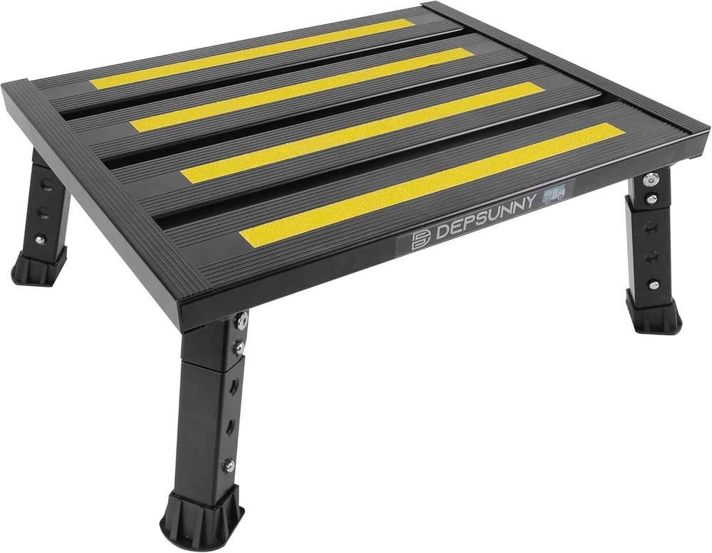 Adjustable Height Aluminum RV Step Stable Foldable Platform Step Stool Kitchen