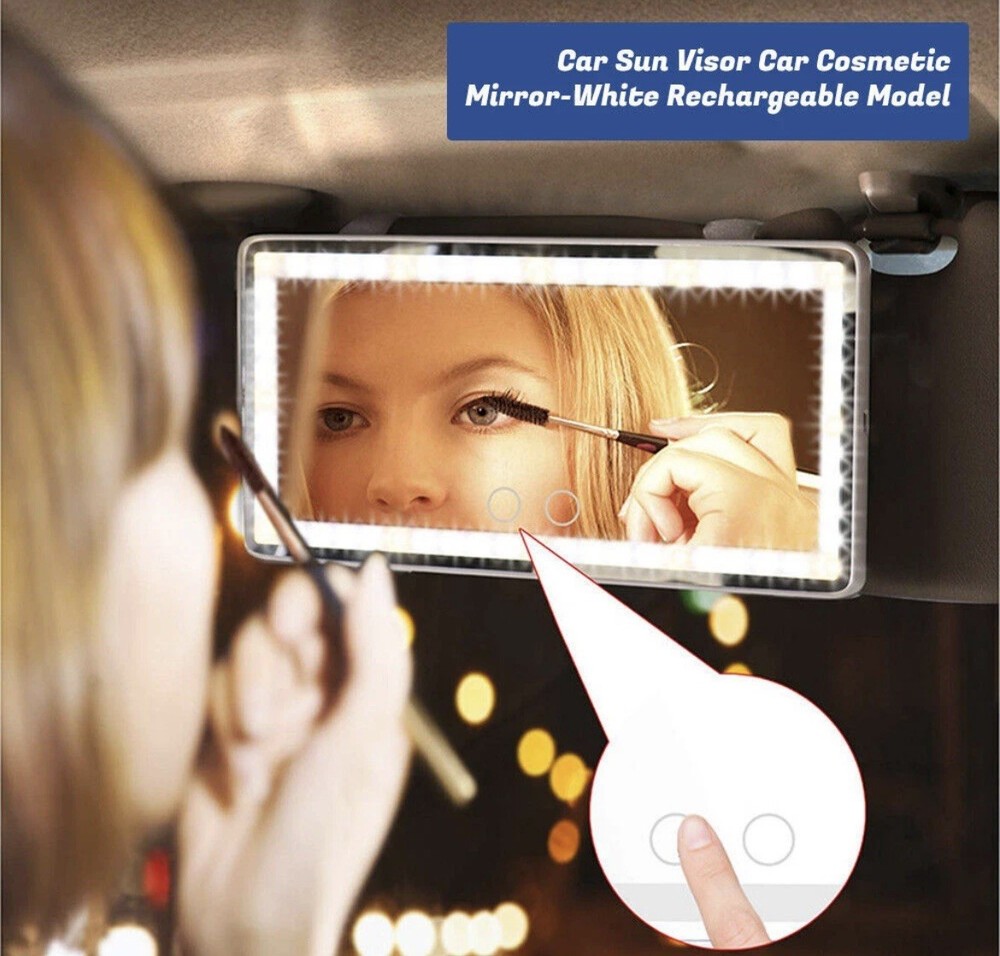 Car Visor Vanity Mirror with Lights,Rechargeable Adjustable LED Makeup Mirror