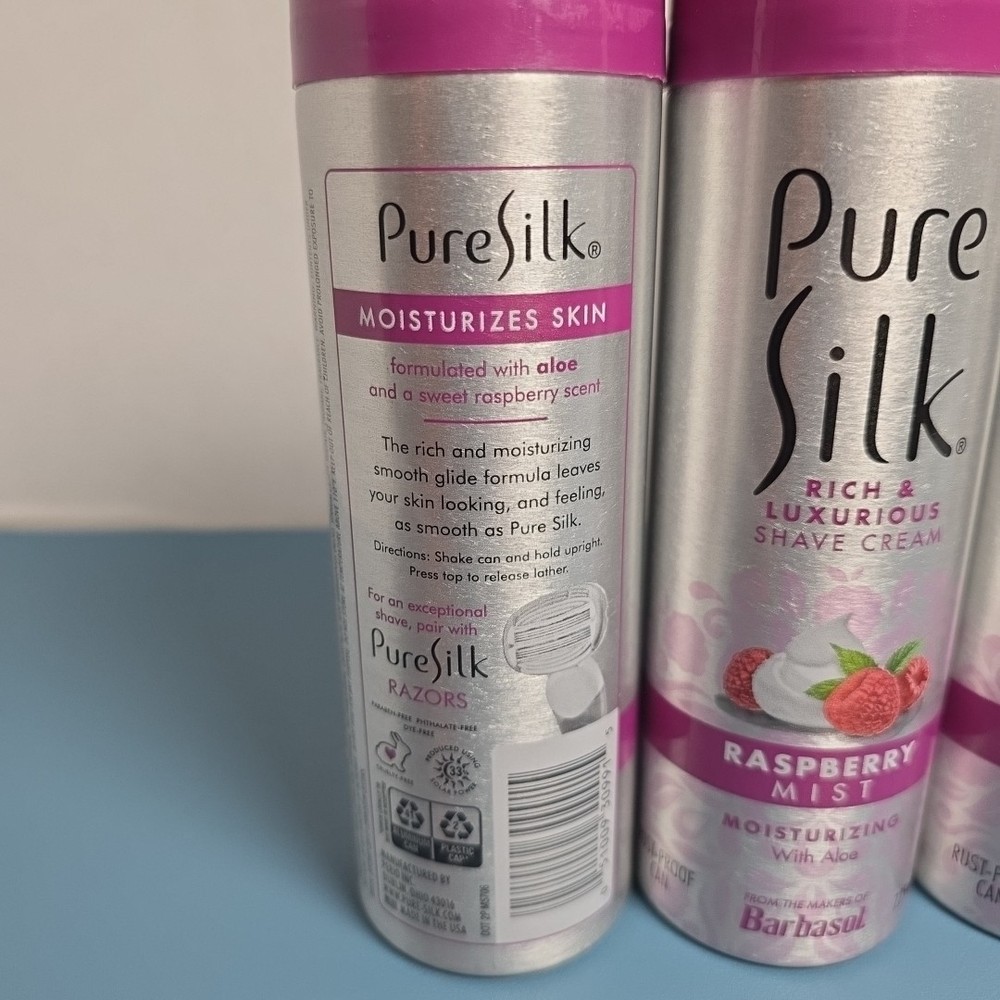Barbasol Pure Silk Shave Cream Raspberry Mist 7.25 oz each (Three Pack)