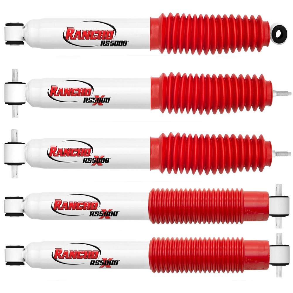 Rancho Front/Rear RS5000X Shock Absorbers & Steering Stabilizer for Wrangler TJ