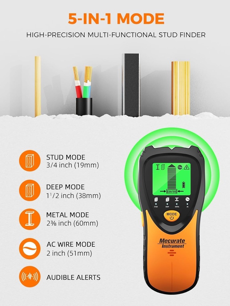 Advanced 5-in-1 Wall Scanner with LCD & Live Wire Detection for DIY Projects