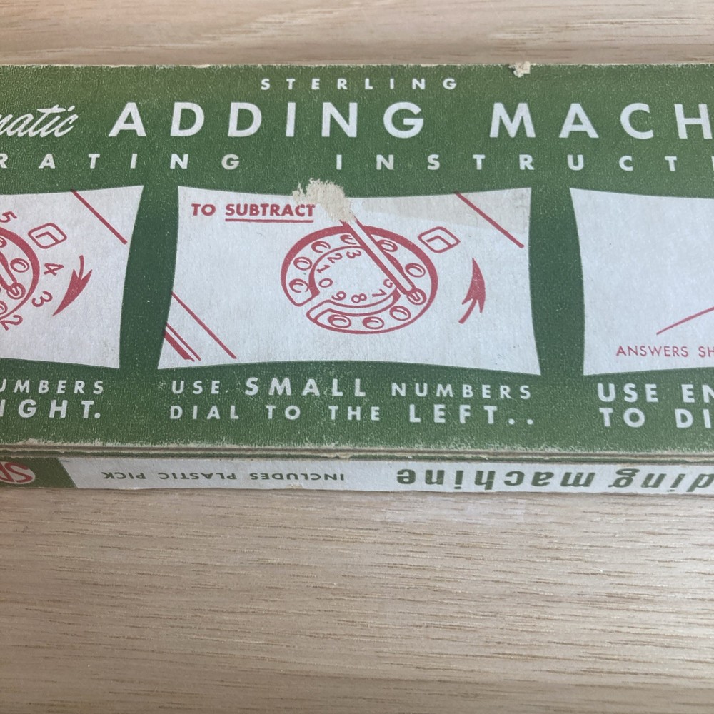 Vtg Automatic Adding Machine 1950s Sterling Add It Adding Machine Box Stylus