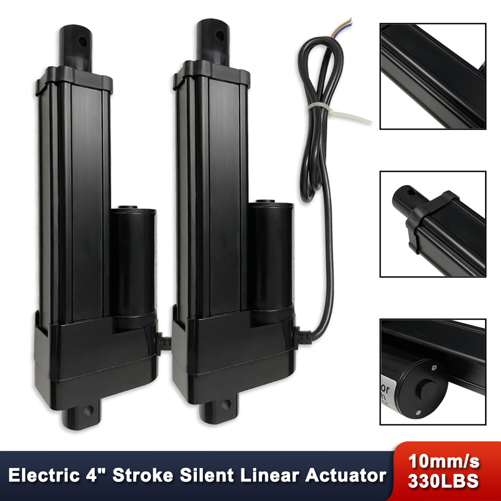 2Pcs 4" Stroke Linear Actuator Silent Mode Black DC12V 1500N 10mm/s