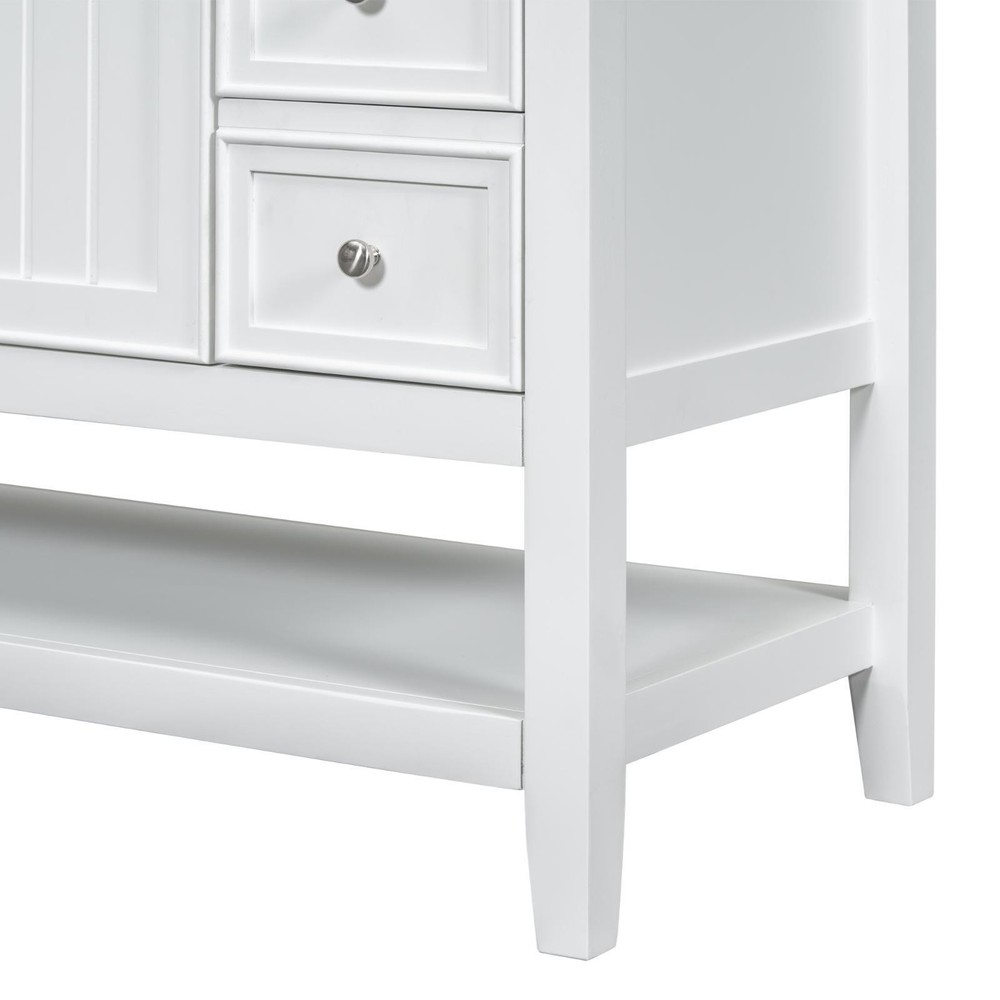 Modern 36” Bathroom Vanity with Ceramic Basin, Storage Cabinet, Drawers &