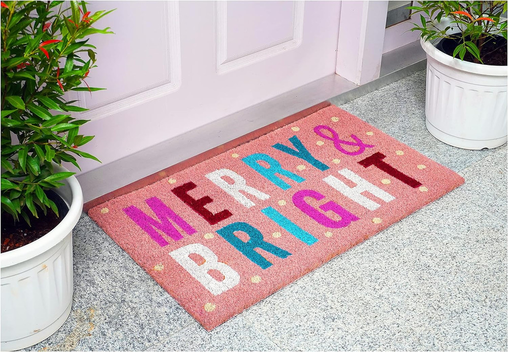 107561729 Pink Merry & Bright Doormat