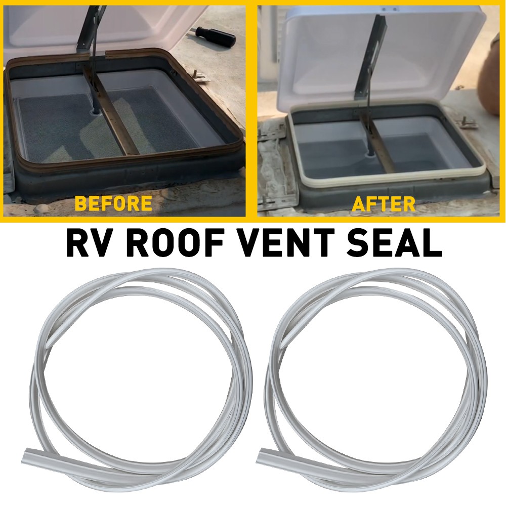 2x RV Roof Vent Seal White Vinyl 51" Camper Ventline Vent Fan Gasket TPE Rubber