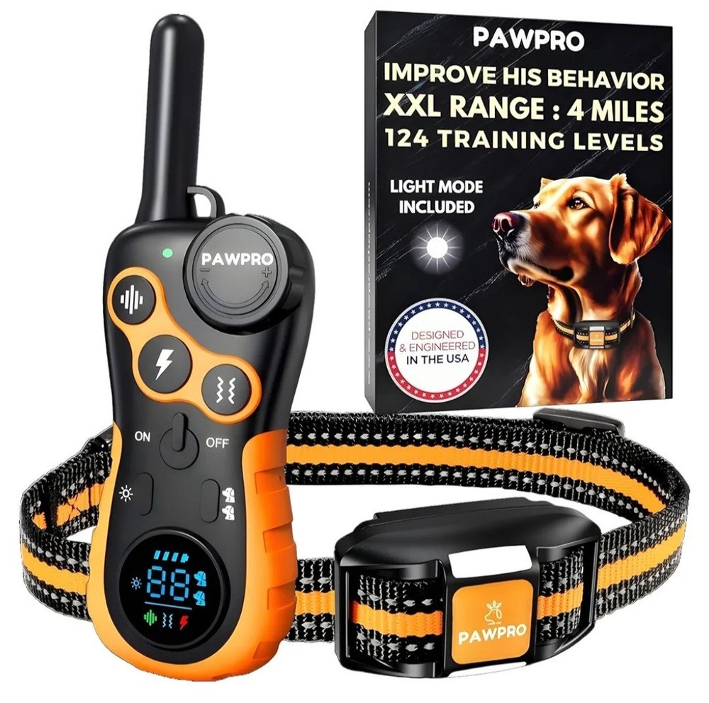 Dog Shock Collar with Remote, Unmatched 4-Mile Range, Night-Light Mode, Training