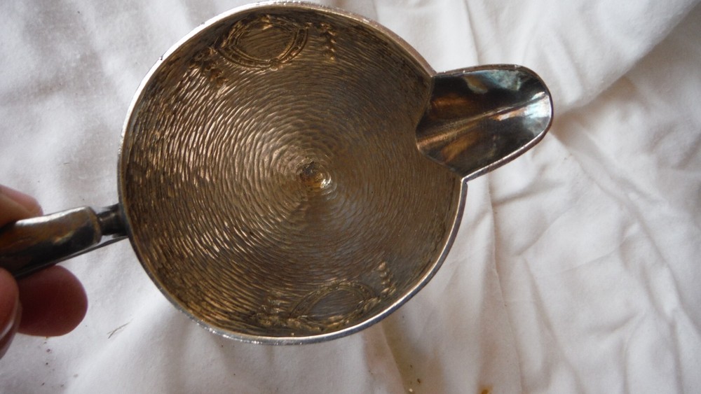 MCM Sheffield Creamer & Sugar Hammered Silverplate w/ Shield "M" Monogram - EUC
