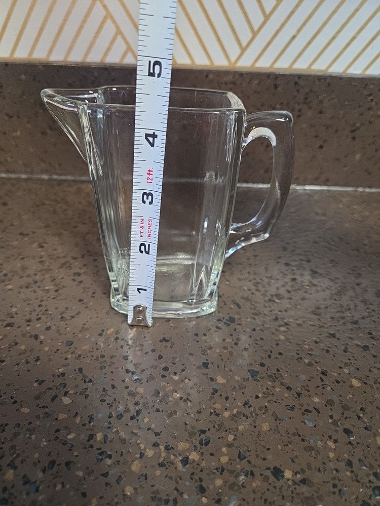 Vintage MCM Small Rectangular Clear Glass Pitcher- Small Scratch