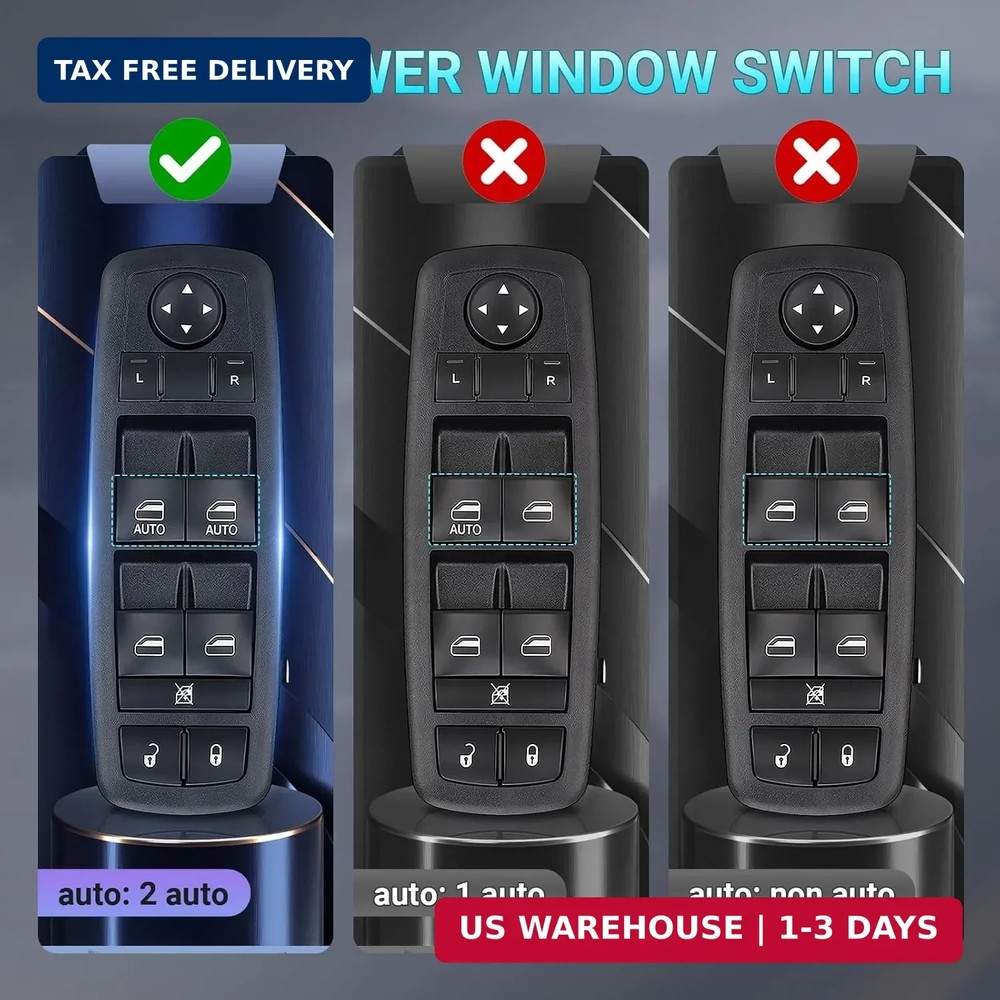 Power Master Window Switch Driver Side Control Button Compatible with 2015-2017