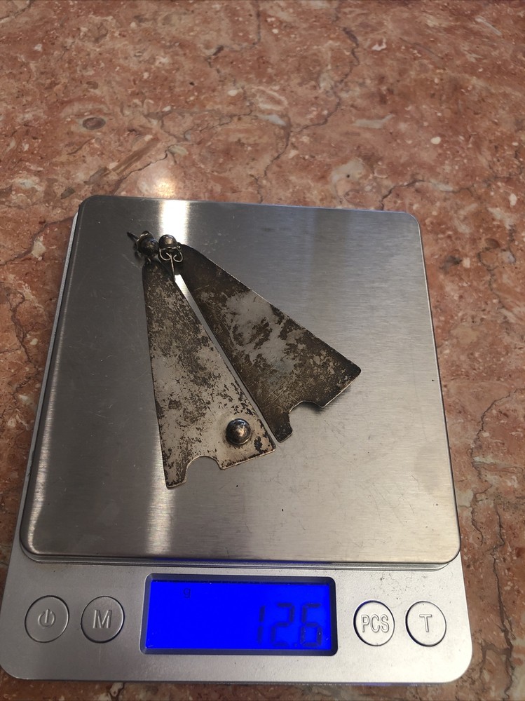 Vintage sterling silver triangular earrings 12.6 Grams