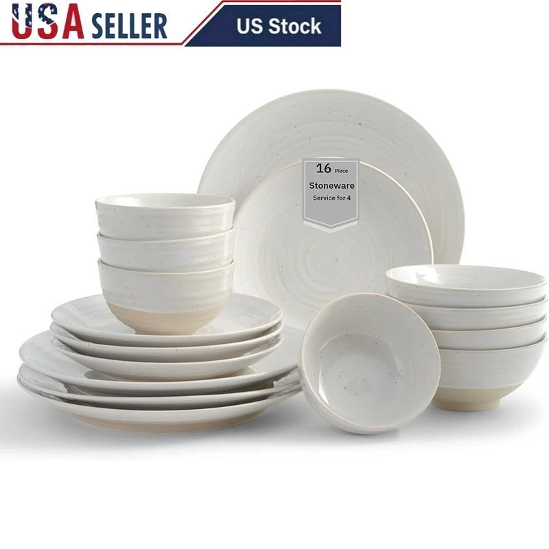 Complete Stoneware Dinnerware Set Family Meals & Entertaining Kitchen Essentials