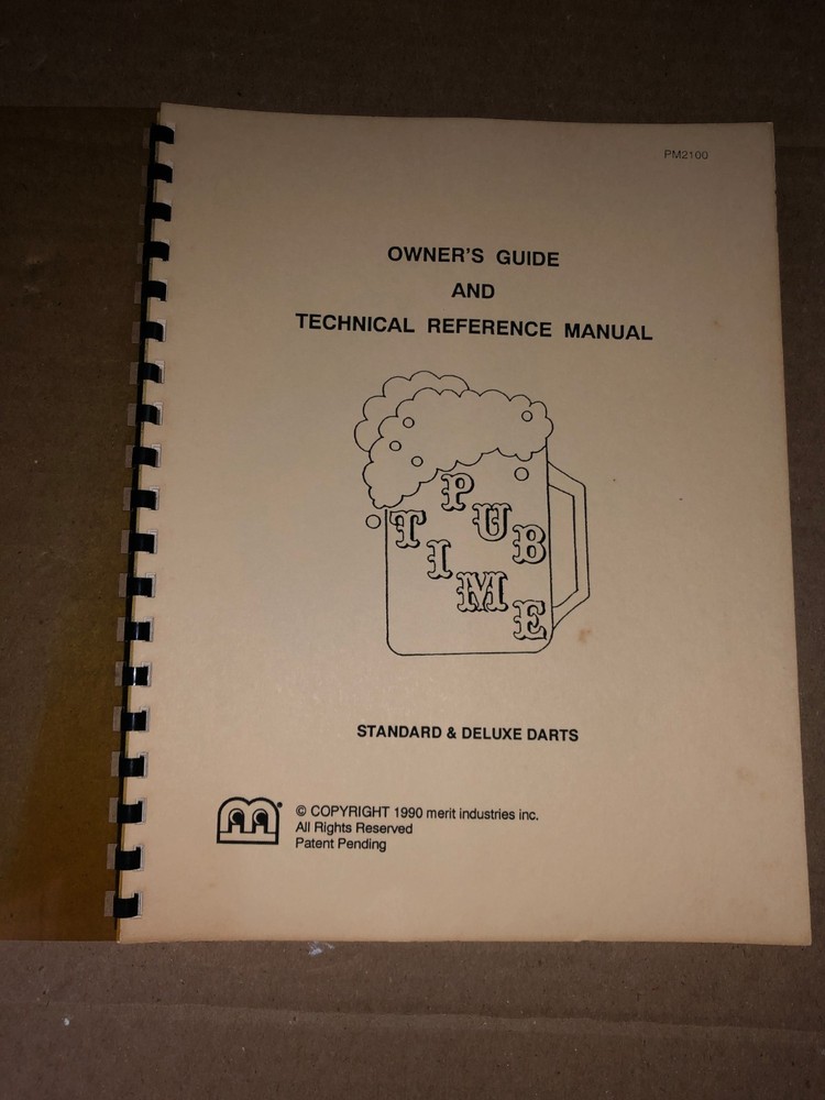 PUB TIME DARTS OWNERS GUIDE & TECHNICAL REFERENCE ARCADE MANUAL ORIGINAL #