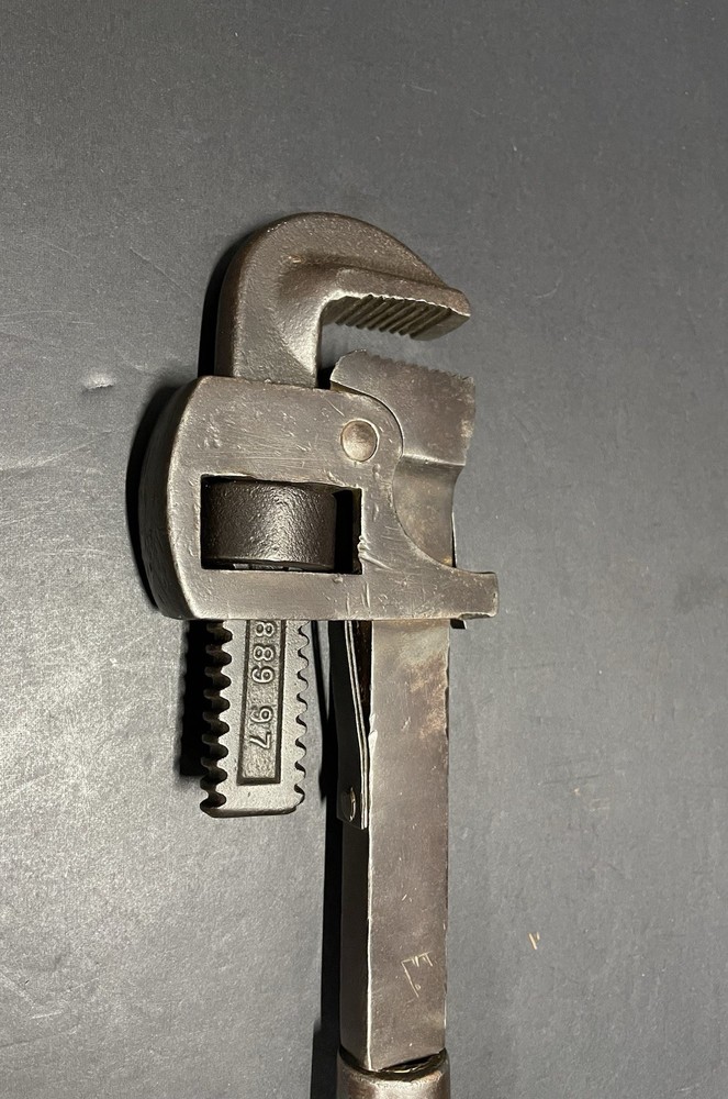 Vintage 16” Pipe Wrench With Wooden Handle