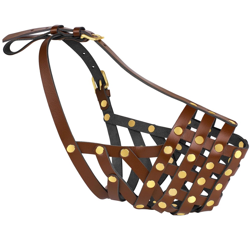 Labrador Dog Muzzle for Large Dogs - Leather Breathable Secure Basket Muzzle ...