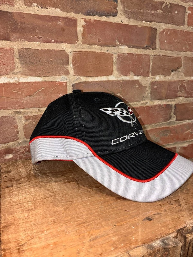 Corvette C5 Logo Cap Black Gray Red Adjustable Baseball