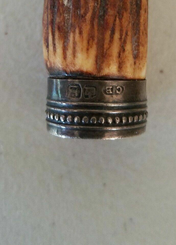 Antique Stag Sterling Silver cuffs Knife Sharpener !