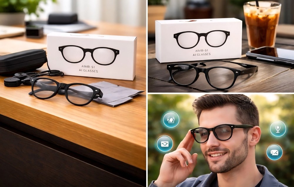 AiMB-S1 AI Glasses Black Bluetooth Smart Glasses