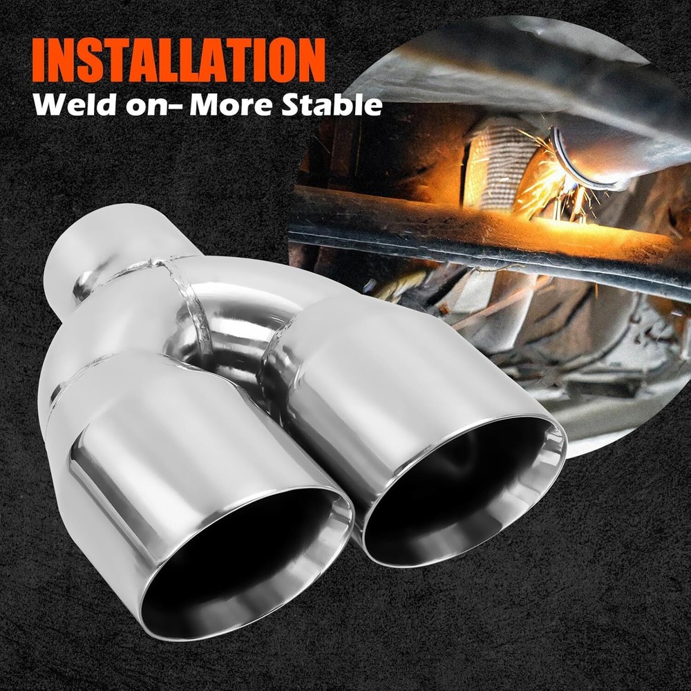 For Cadillac CTS DTS Deville Eldorado 2.5" In Dual Exhaust Pipe Tip Double Wall