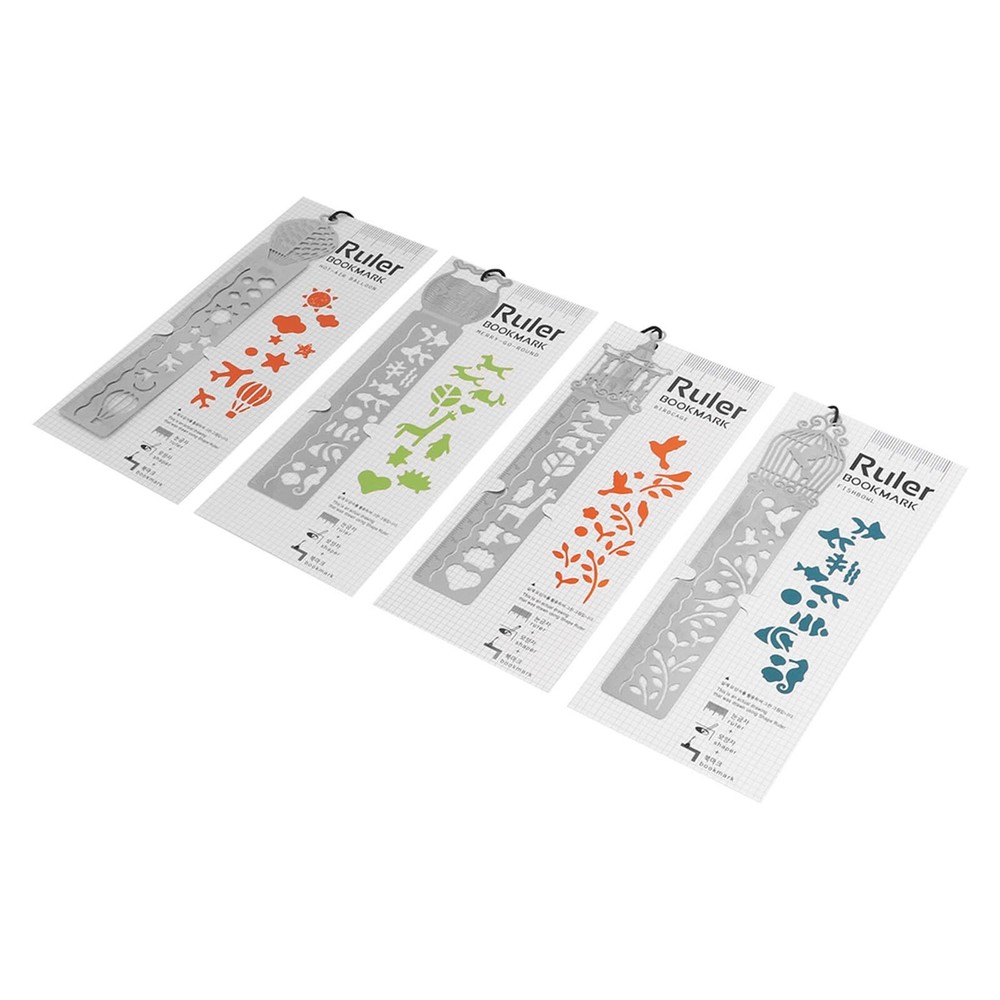 Stencil Ruler Portable Multifunctional 4 Cartoon Pattern Templates Handbook