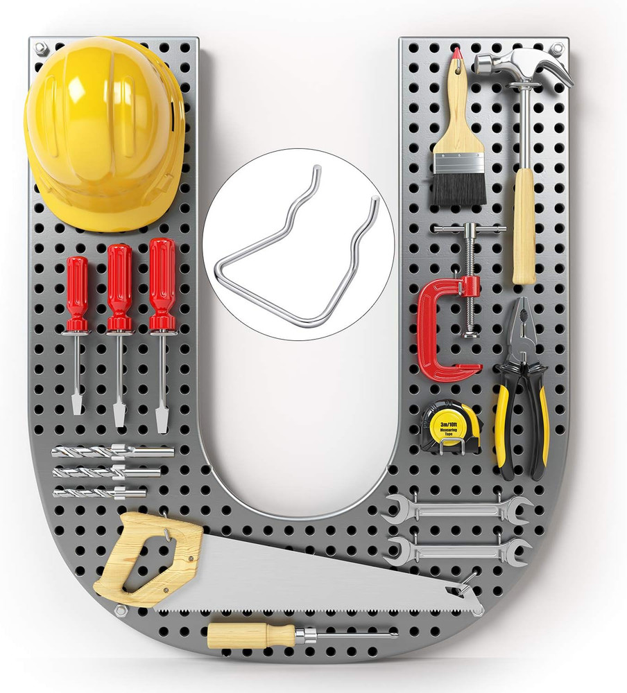 16 Pieces Pegboard Plier Holders, Stainless Steel Double Loop Pegboard Hooks Acc
