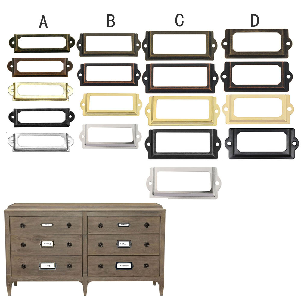 12pc Metal Cabinet Drawer Label Tag Pull Frame Handle File Case Name Card Holder