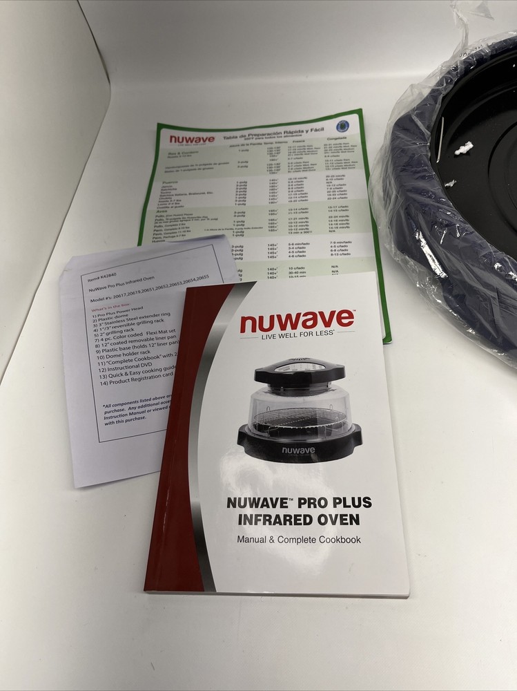 NuWave Oven Pro Plus Blue 20654 Plastic Base Pan Racks & Manual **New**