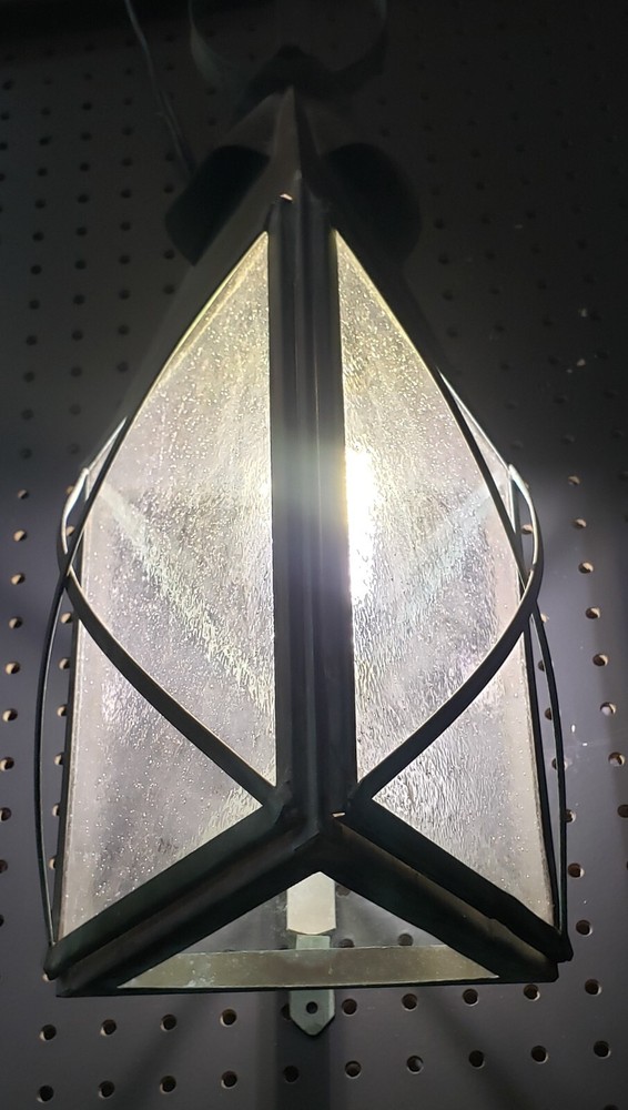 Copper Triangular Wall Sconce w/ Seeded Glass & Ornate Frame 21 1/2" T GS00097