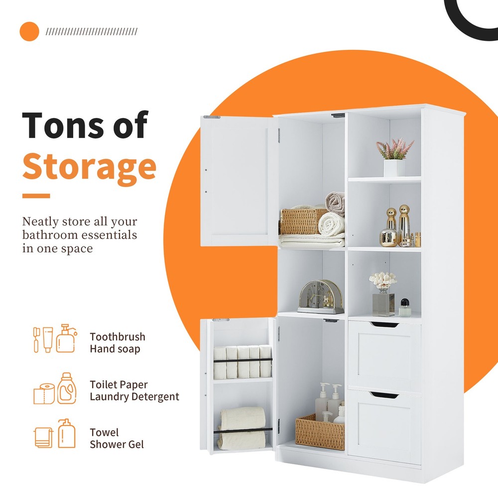 Bathroom Storage Cabinet with Doors and Drawers, Multiple Storage Space, Freesta