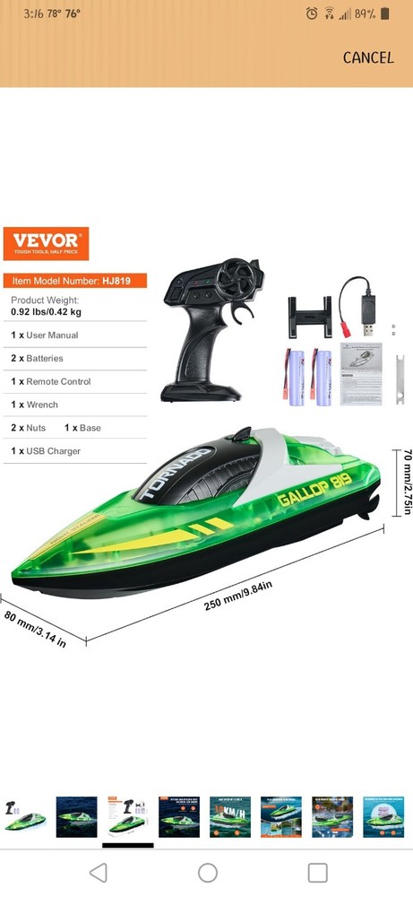 Remote Control Boat With LED Light